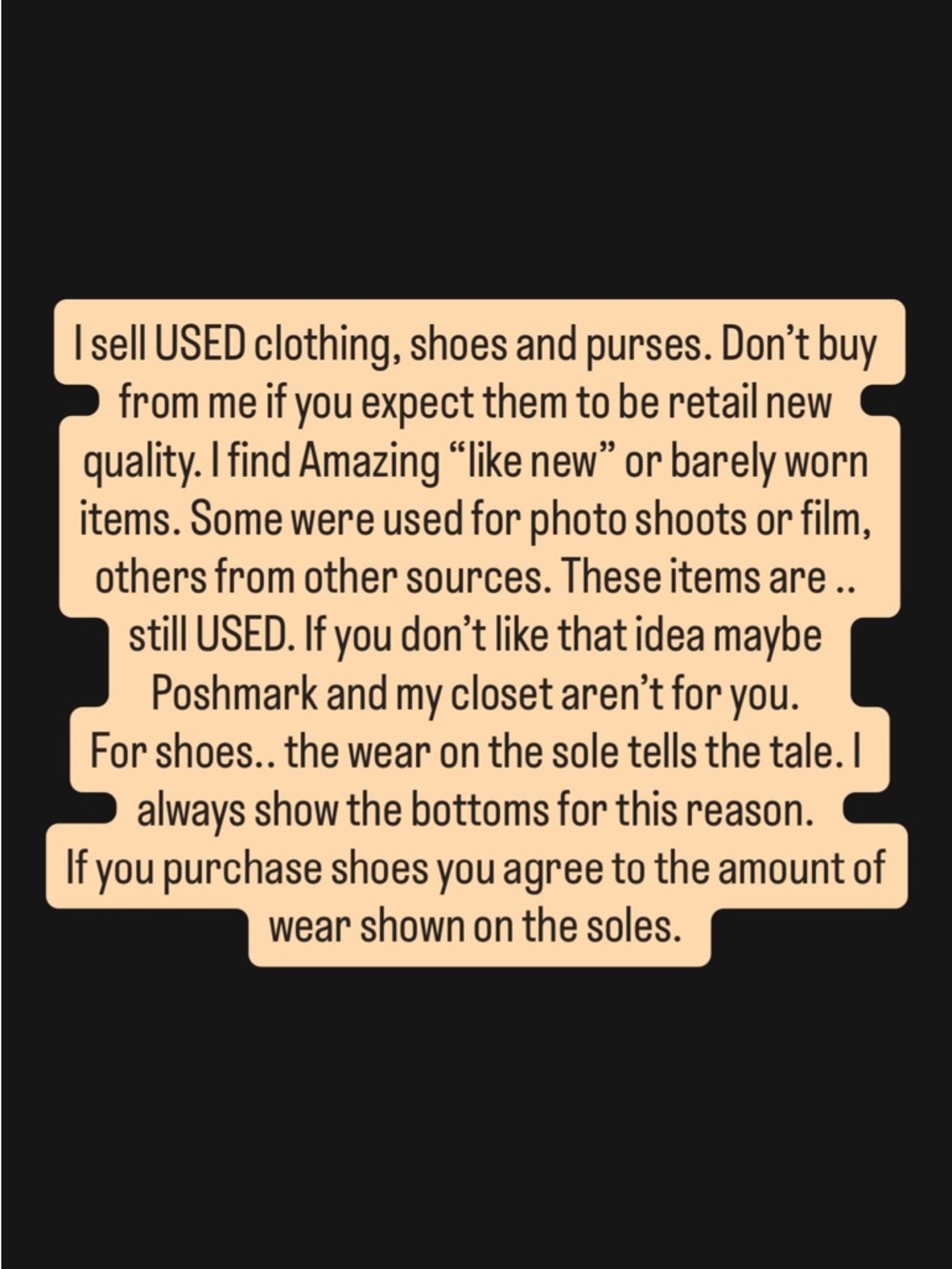 Used Clothing & Shoes Notice Graphic - Beige Text Panel